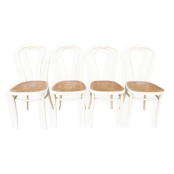 Lot de 4 chaises bistrot cannées crème – Thonet, l'élégance intemporelle