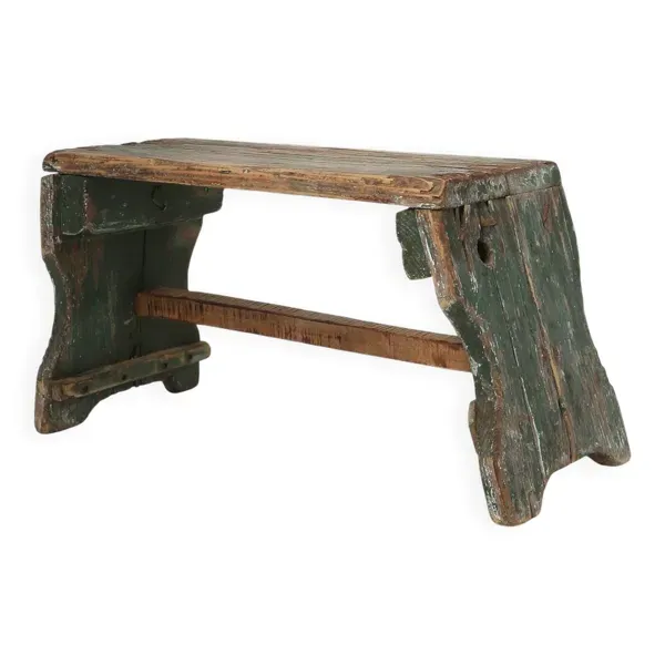 Tabouret industriel en bois vert, France, années 1900