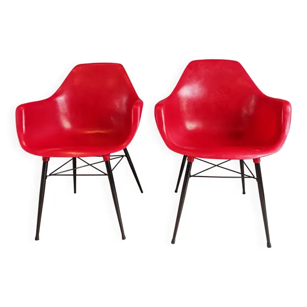 Paire de fauteuils Space Age rouge 1970