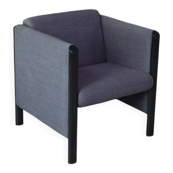 Fauteuil Club des années 80 en tissu et métal