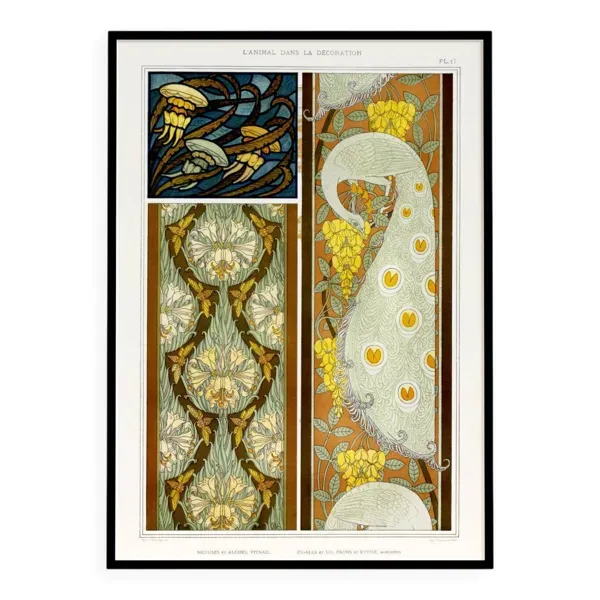 Affiche “Méduse et paon”, d’après une lithographie art nouveau de 1897