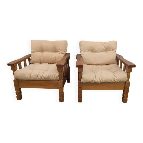 Paire de fauteuil style montagne cosy design vintage pin chalet