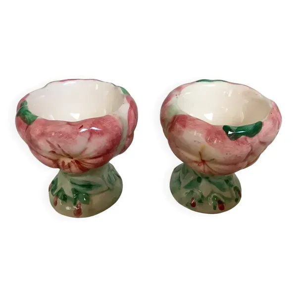 Paire de coquetiers barbotine