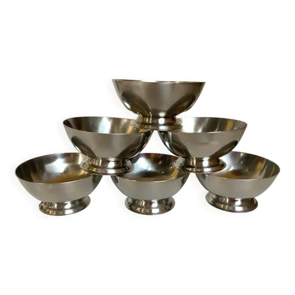 Six coupes coupelles argentées métal Danemark