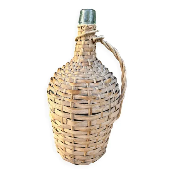 Dame-Jeanne vintage 40cm en verre + osier (3-5L)
