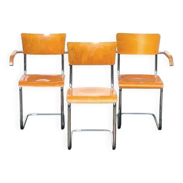 3 chaises Vintage  Bauhaus par Mart Stam. 1930s