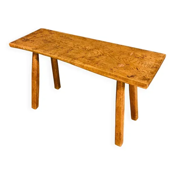 Banc industriel / table de boucher, années 1950, chêne massif