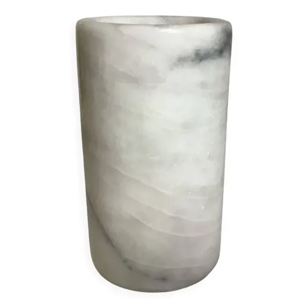 Vase rouleau en marbre gris blanc