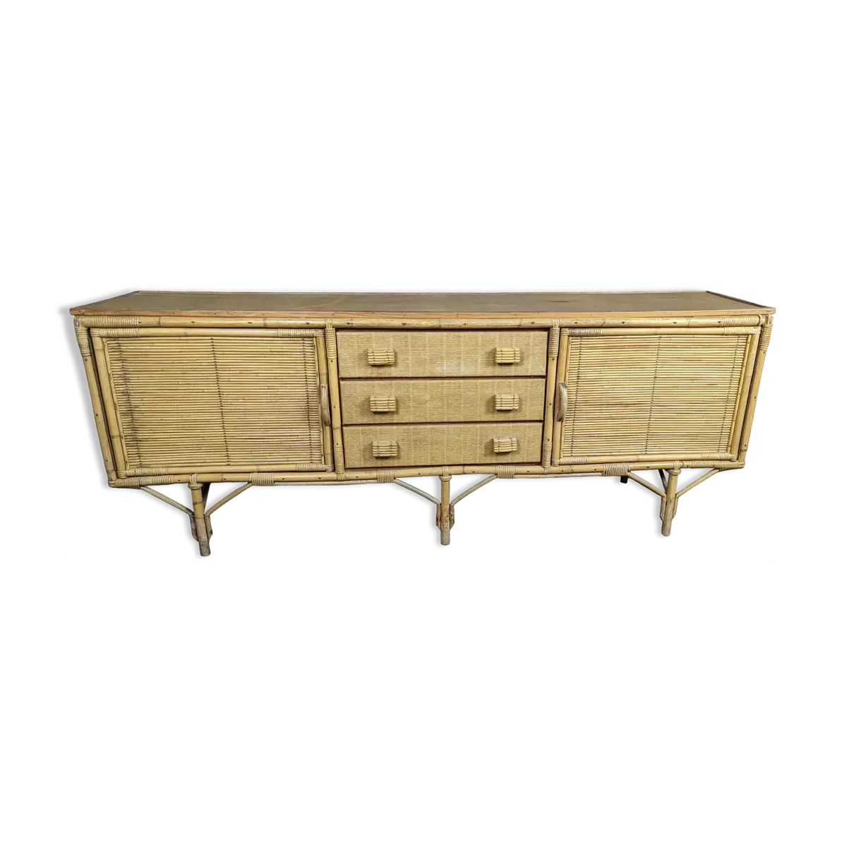 Enfilade en rotin design vintage