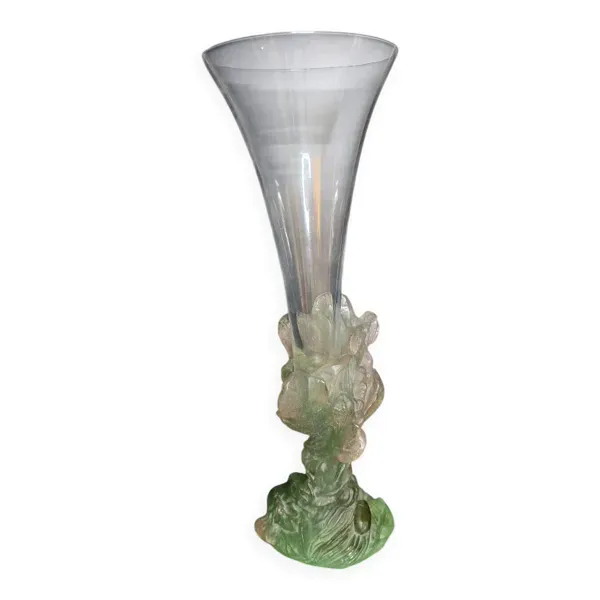 Soliflore ''Nature'' DAUM en pâte de verre et cristal, 1988