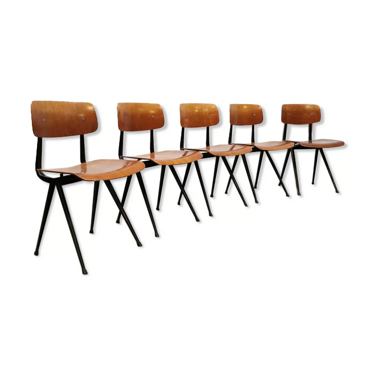 Ensemble de 5 chaises industrielles par Friso Kramer