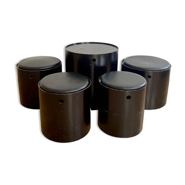 Lot de 5 tabourets et table d’appoint par Verner Panton, 1965