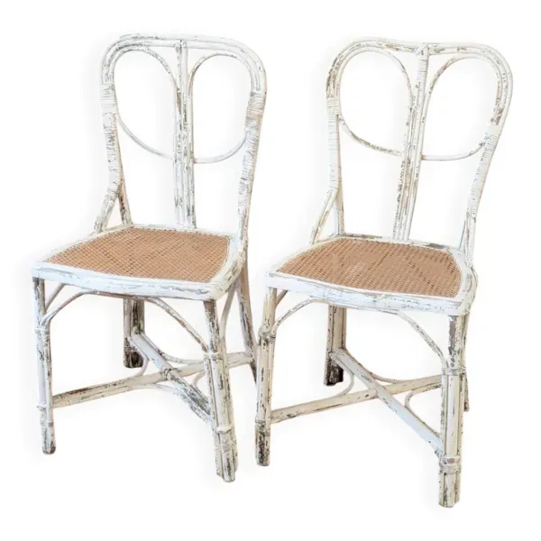 Paire de chaises vintage de restaurant en rotin