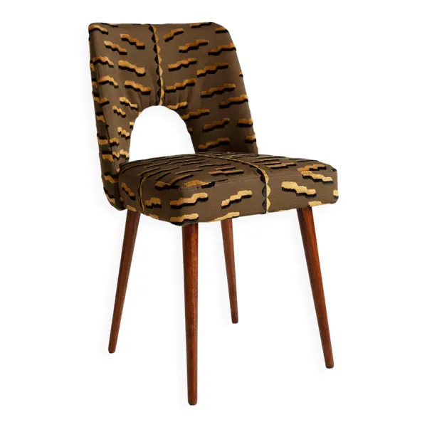 Chaise coquille type 1020 en jacquard velours motif tigre, Europe, 1960s