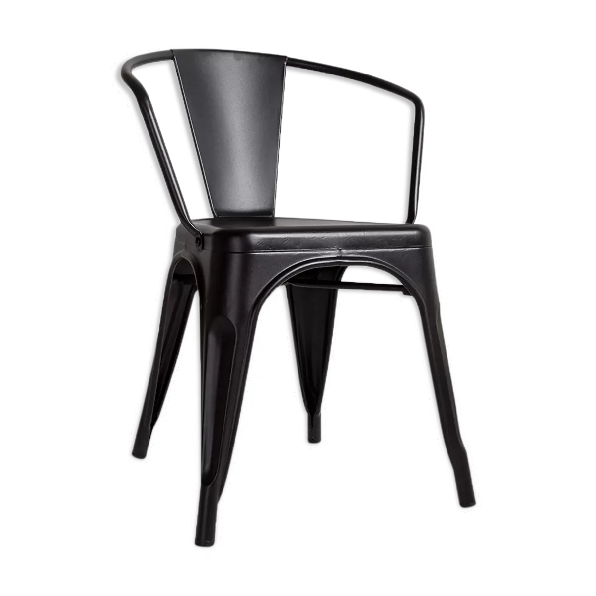 Fauteuil noir de salle à manger avec accourdoir en métal style Industriel