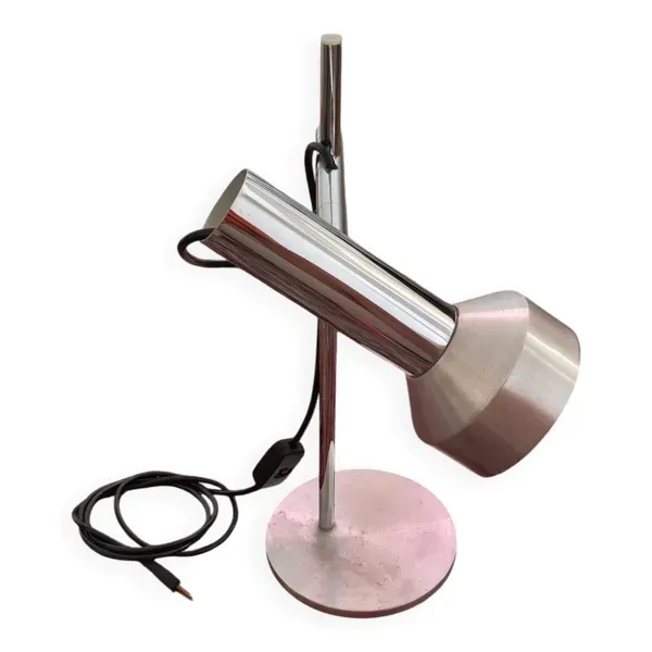 Lampe de Bureau Vintage Chrome & Aluminium – Design 70s – Réglable