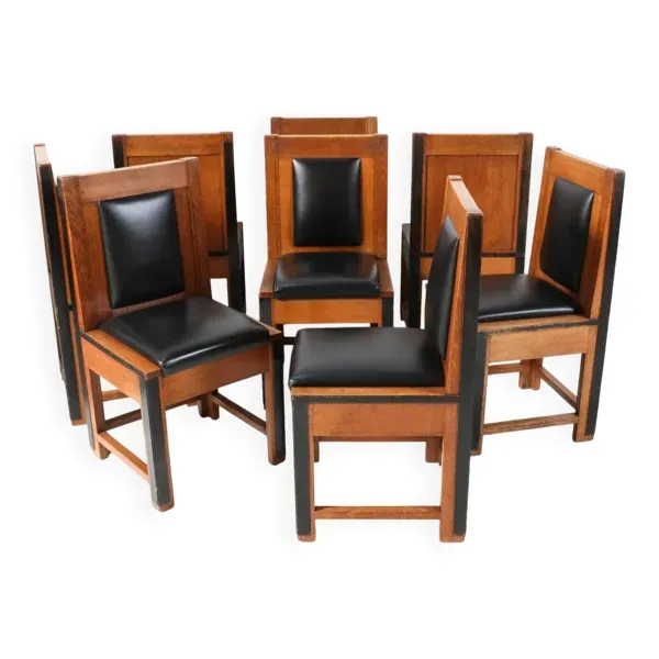 8 chaises Art Déco modernistes en chêne par Fa. Randoe Haarlem, 1920
