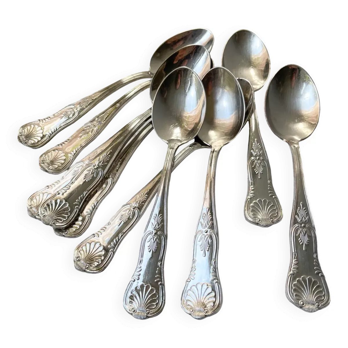 10 Cuillères à soupe vintage en métal style Rocaille