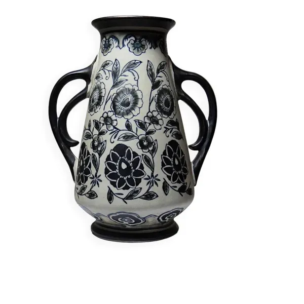 Vase Art déco en grès fin, style Art nouveau et chinoiserie, 1920-40