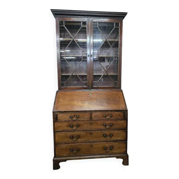 Secrétaire en acajou avec vitrine bibliothèque