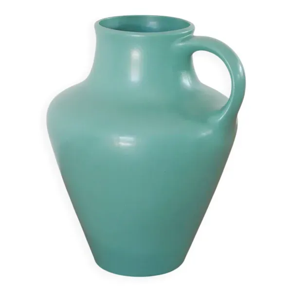Grand vase en céramique, bleu céladon, made in Germany, design, 1970