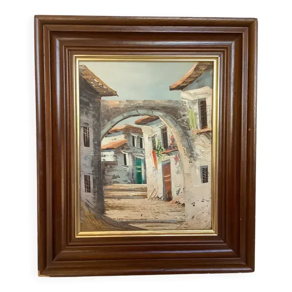 Tableau ruelles de village huile sur toile