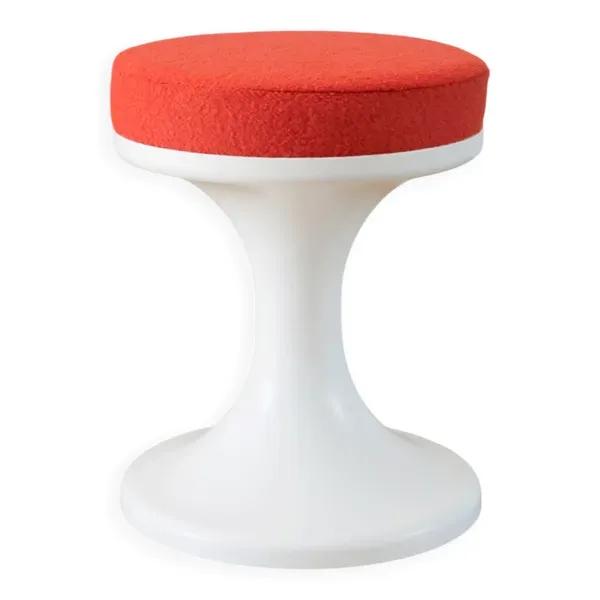 Tabouret tulipe en Plastique et Laine, Rouille, Design Space Age, 1970