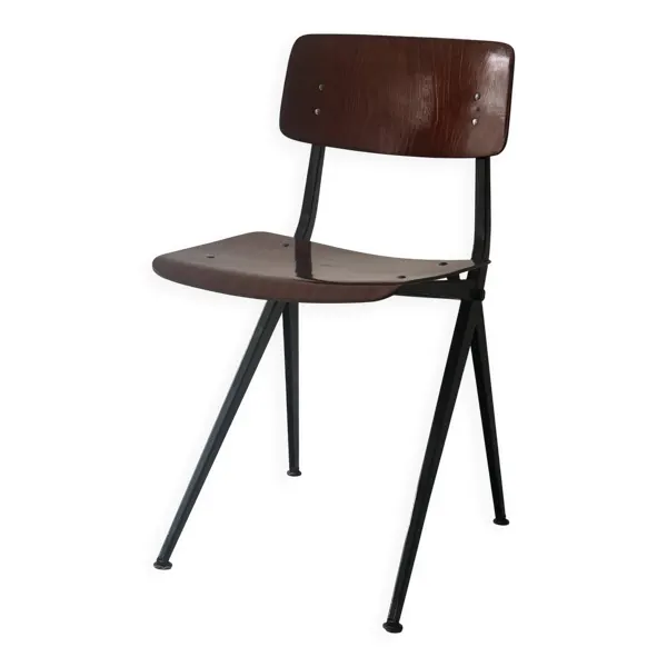 Chaise scandinave Marko S201 bois de chêne / métal noir, design 1970