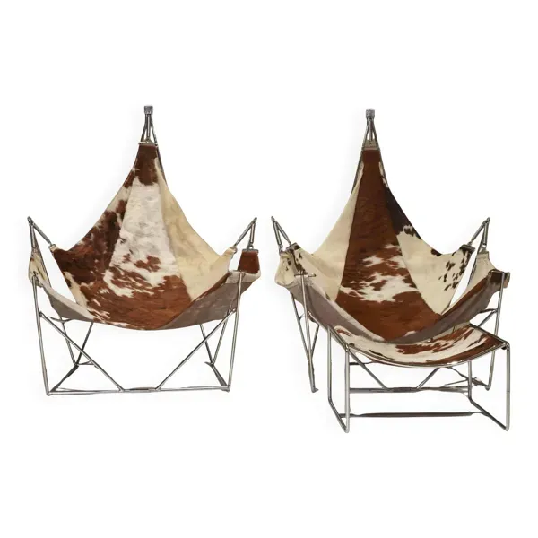 Chaises longues et hamac de David par Odile Mir, France 1972