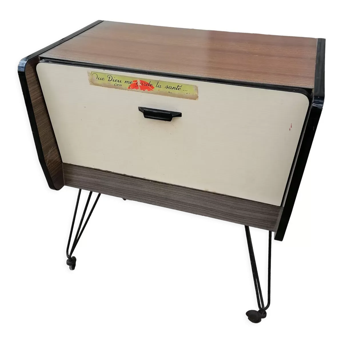 Bar roulant pieds eiffel formica 1950 60