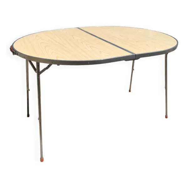 Table pliante ovale - réglable en hauteur –métal et stratifié – année 60/70