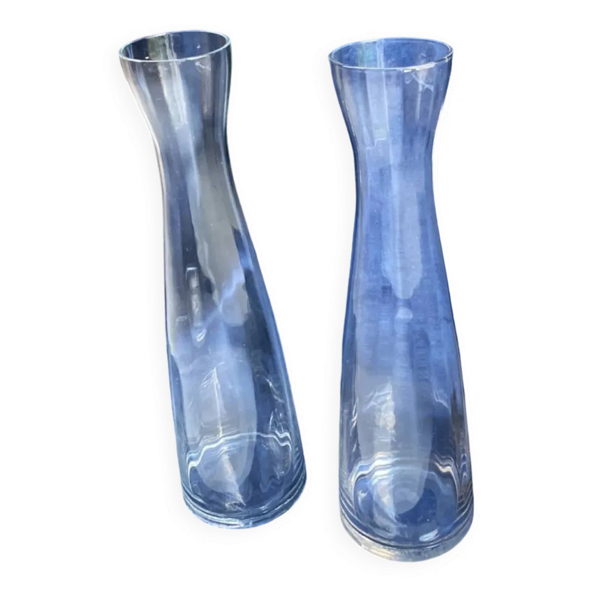 Carafes ou vases (paire) verre soufflé à la main