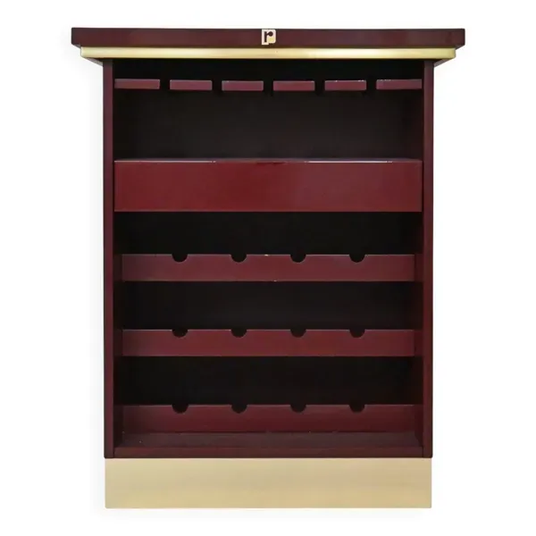 Meuble bar en bois laqué bordeaux du designer Paco Rabanne