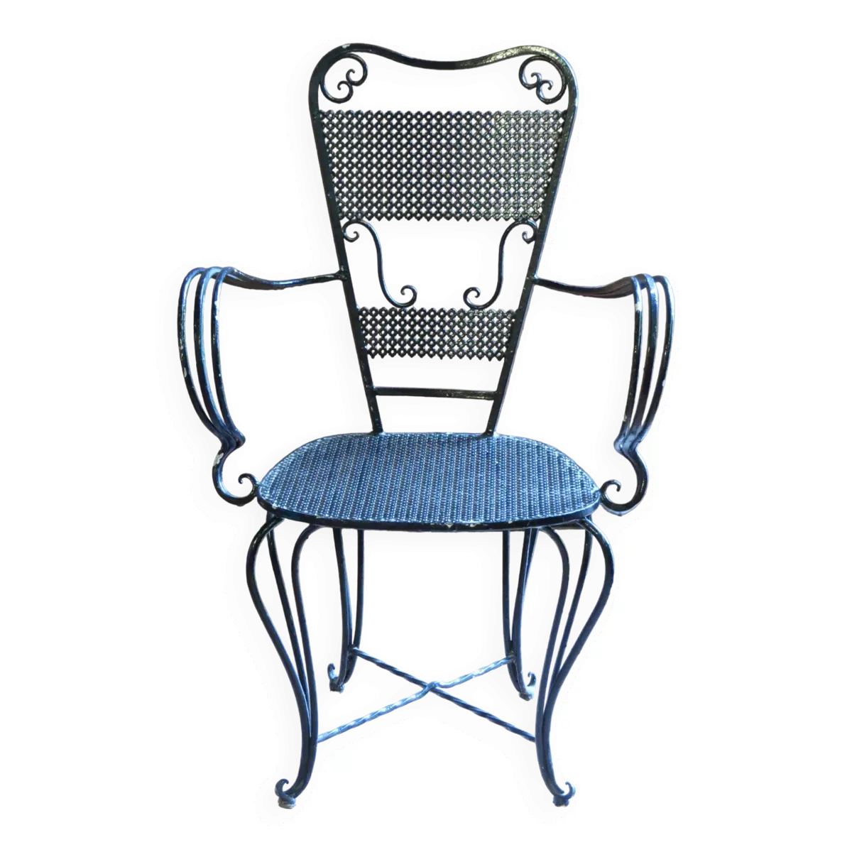 Fauteuil en fer forgé style 1900 laqué noir