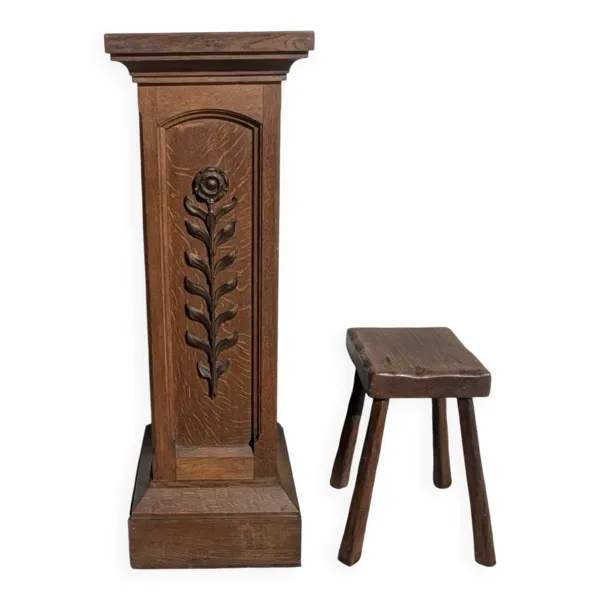 colonne / sellette Piédestal chêne massif 112 cm