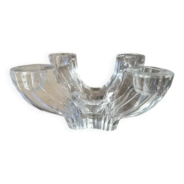 Bougeoir chandelier 4 branches cristal de Val Saint Lambert, 1950