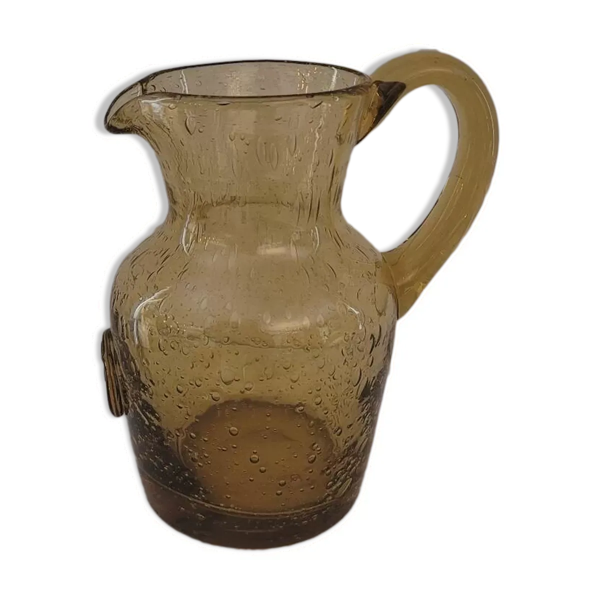 Pichet en verre bullé soufflé