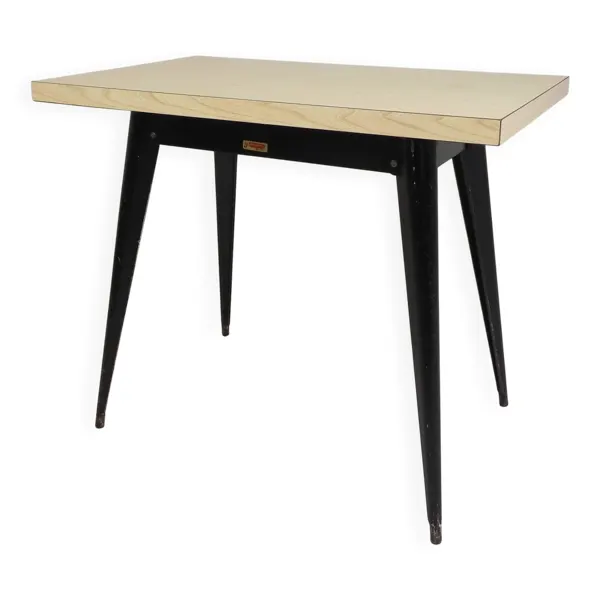 Table bistrot Henri Julien, modèle Tolix T55 avec plateau en Formica, années 1950