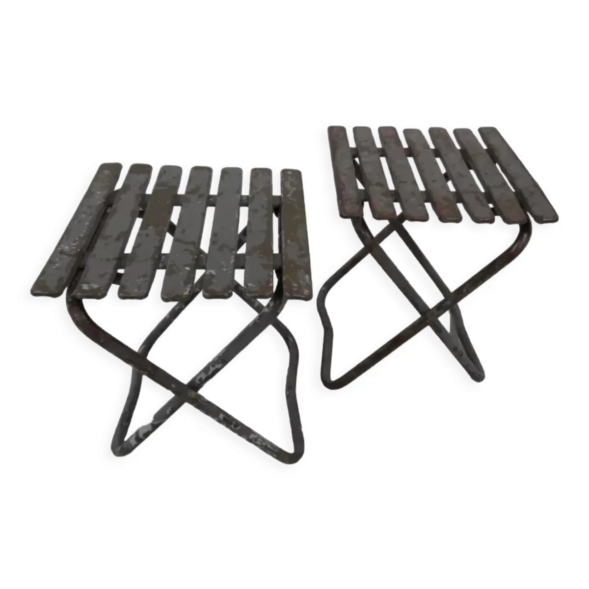 Ensemble industriel de 2 tables d’appoint métalliques