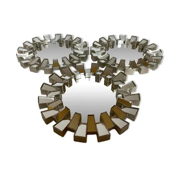 Trio de miroirs à pareclose argenté