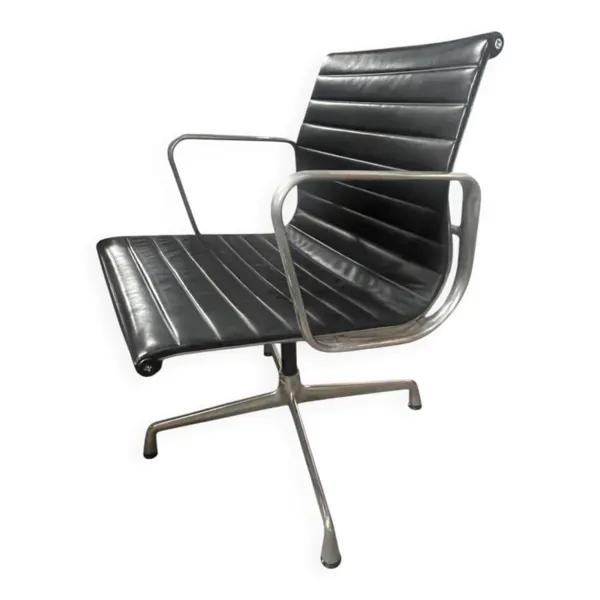 Fauteuil de bureau en cuir avec pieds chrome VITRA