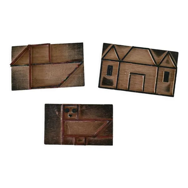 3 tampons vintage en bois