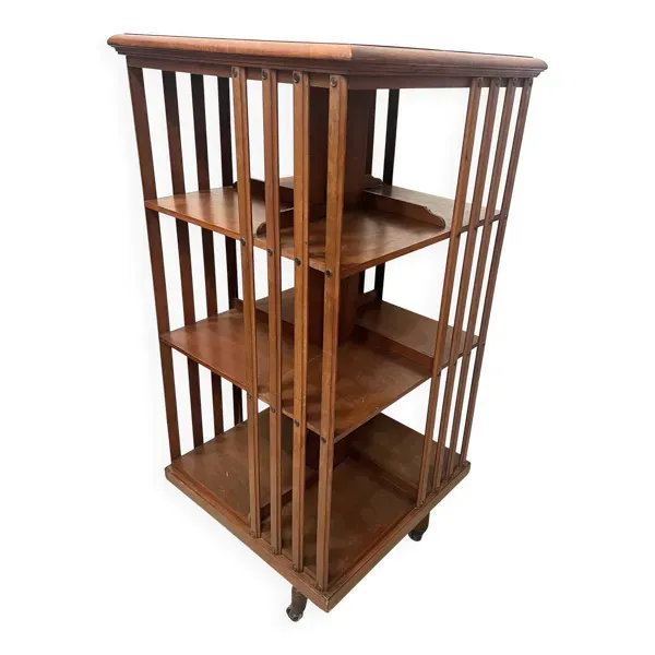 Bibliothèque tournante en noyer massif XX siècle