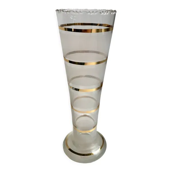 Vase dentelé à liserés doré années 60
