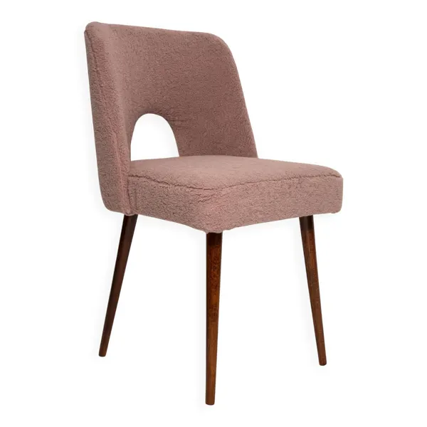 Chaise coquille rose en bouclé Midcentury, Europe, années 1960