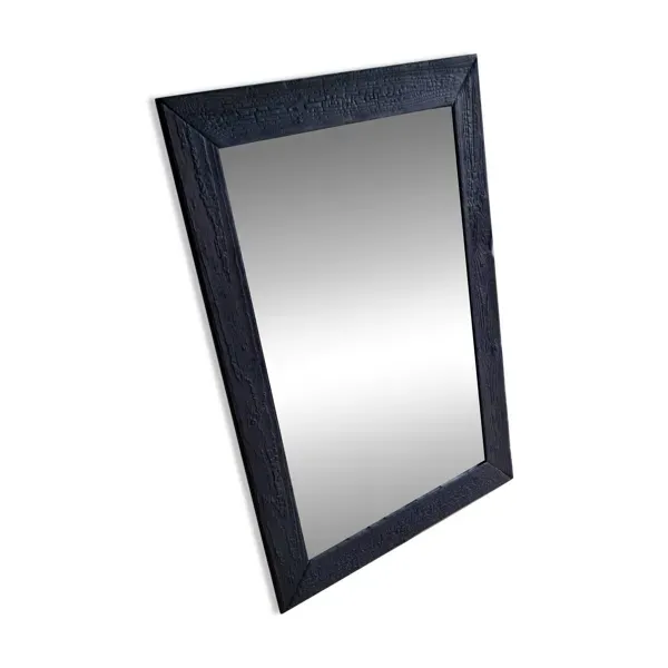 Miroir artisanal en bois brûlé