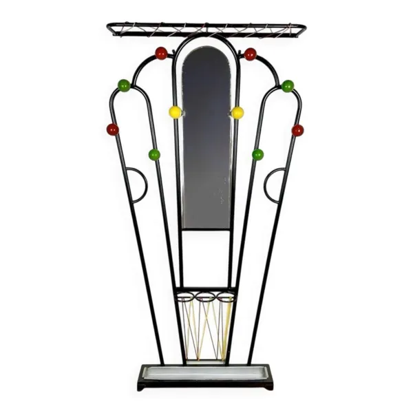 Vestiaire métal boules bois et scoubidou années 60