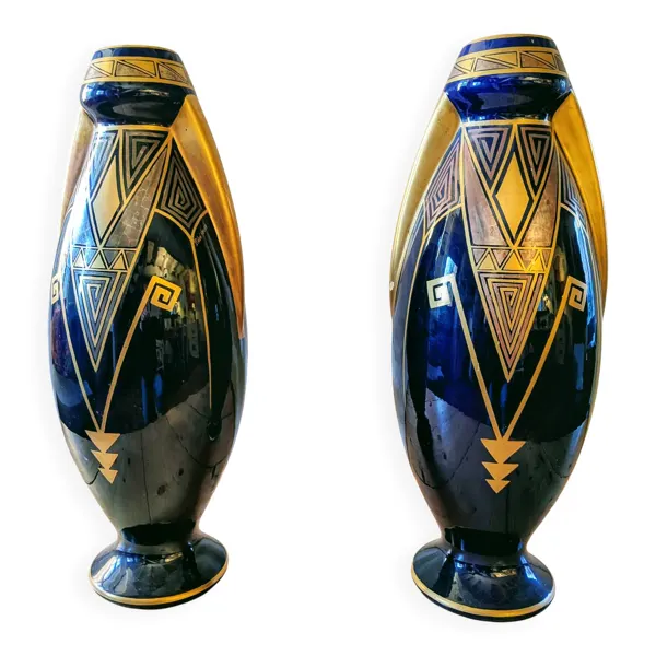 Paire de vases Art Déco – Céramique de Tours, Pinon-Heuzé (c. 1930)