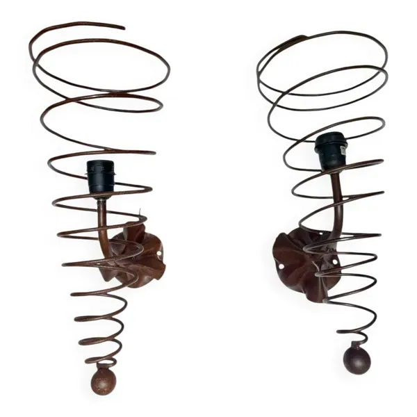 Paire d'appliques fer forgé torsadées Pescatore
