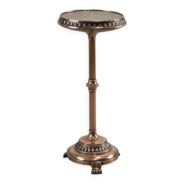 Table d'appoint Art Déco par Daalderop en cuivre rouge et jaune, Pays-Bas